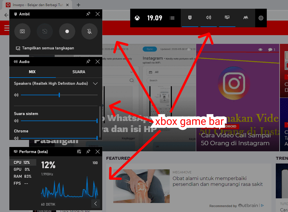 Cara merekam layar pc atau laptop dengan XBOX Game Bar di windows 10