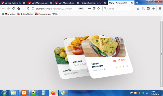 Menu Restoran 3D dengan CSS