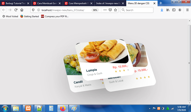 Menu Restoran 3D dengan CSS
