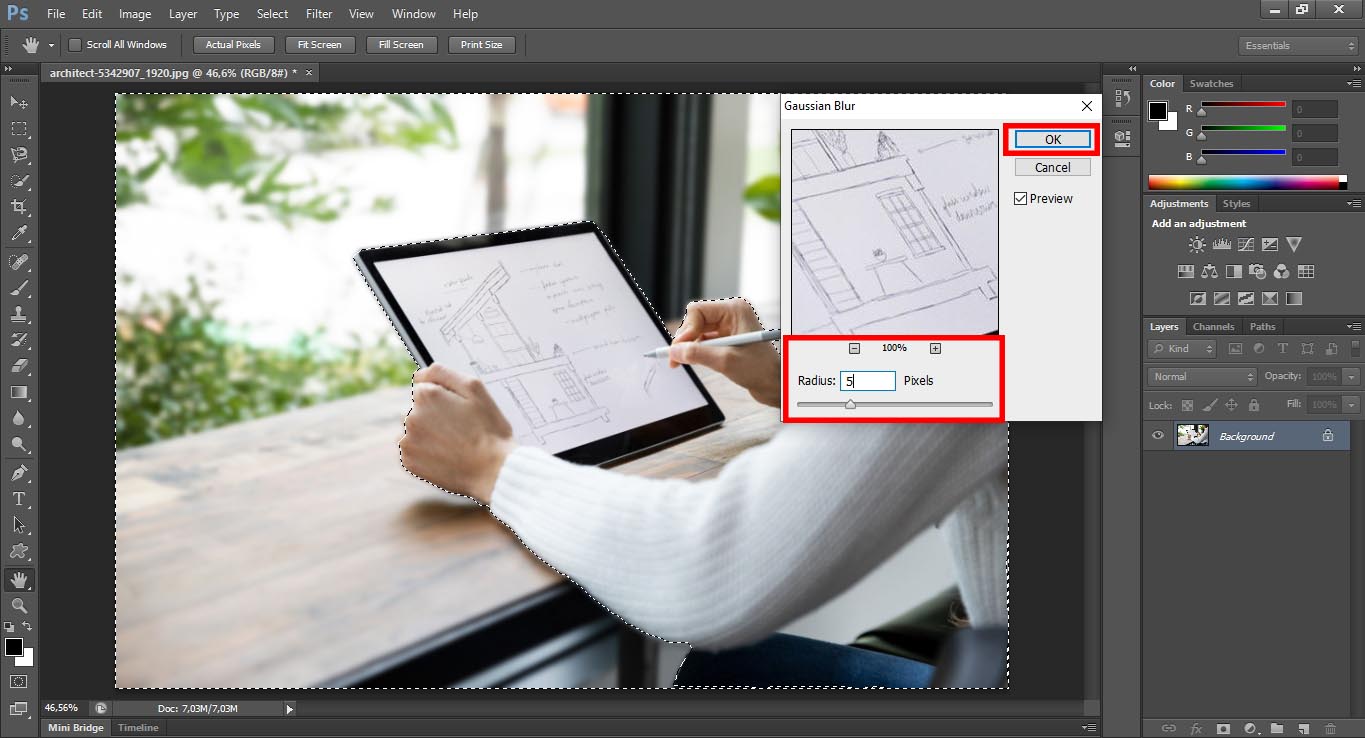 Cara Menambah atau Membuat Efek Autofocus pada Foto di Photoshop