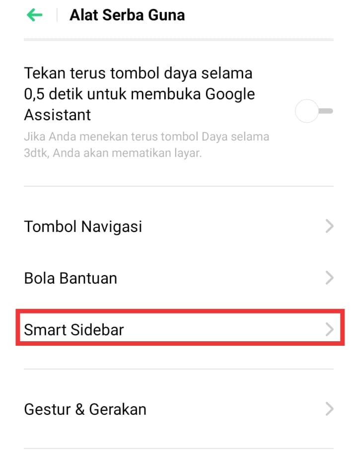 Cara Mengaktifkan Smart Sidebar di HP OPPO