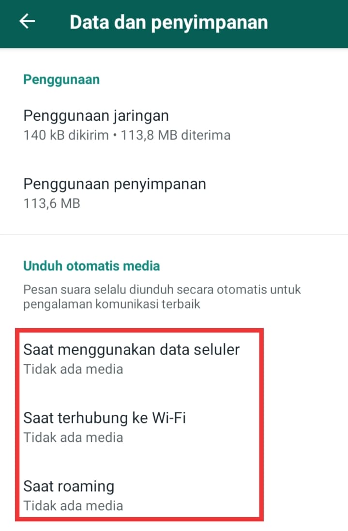 Cara menonaktifkan download otomatis di WhatsApp Android