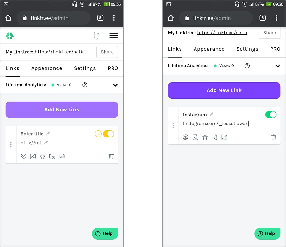 Rich Result on Google's SERP when searching for "bio instagram"