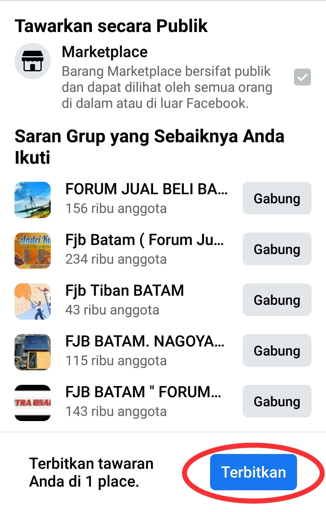 Cara menjual barang di marketplace Facebook