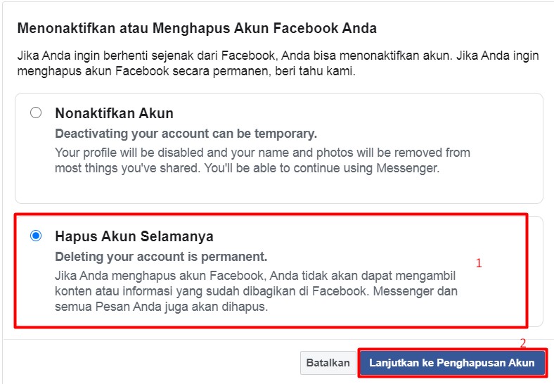 Cara Menghapus Akun Facebook Secara Permanen