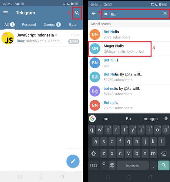 Cara Menggunakan Bot Nulis di Aplikasi Telegram