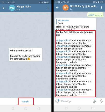 Cara Menggunakan Bot Nulis di Aplikasi Telegram