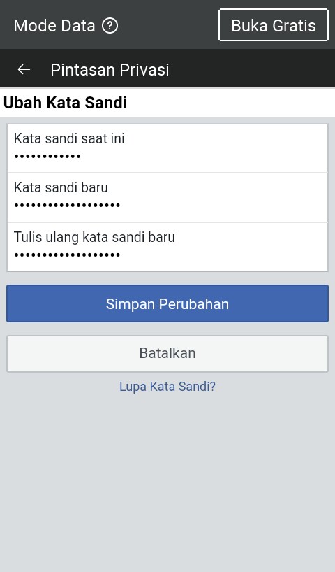 Cara Mengubah Kata Sandi Akun Facebook Di HP