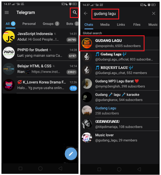 Cara Mencari dan Mendengarkan Lagu di Telegram