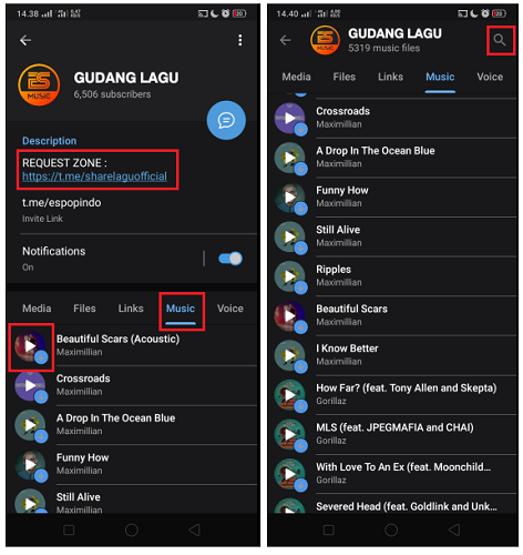 Cara Mencari dan Mendengarkan Lagu di Telegram