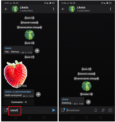 Cara Hapus Chat di Group atau Channel Telegram Sekaligus
