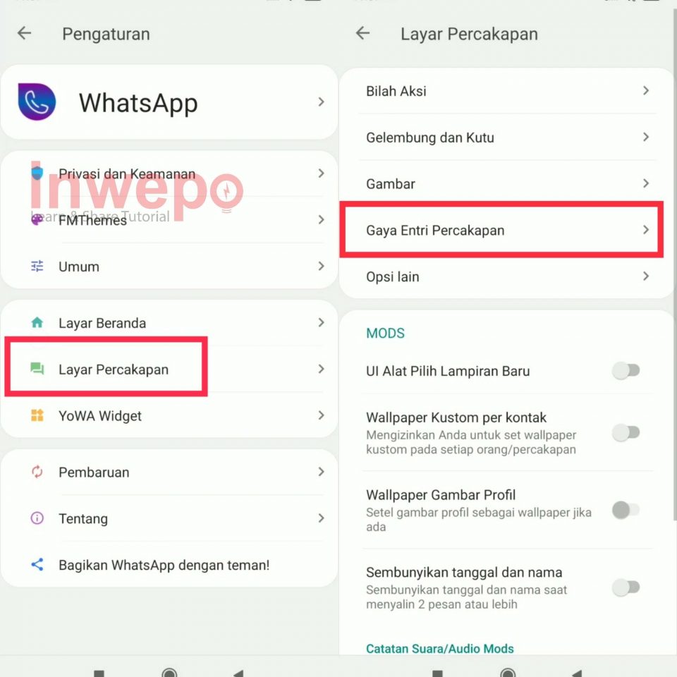 Cara Ganti Tampilan Lampiran dan Gaya Entri WhatsApp Terbaru