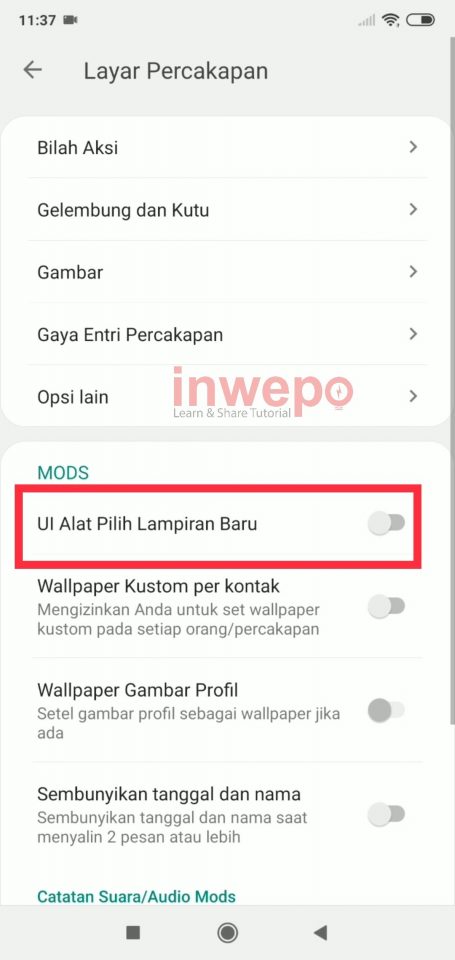 Cara Ganti Tampilan Lampiran dan Gaya Entri WhatsApp Terbaru