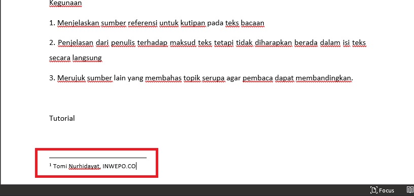 Cara Membuat Catatan Kaki (Footnote) di Microsoft Word