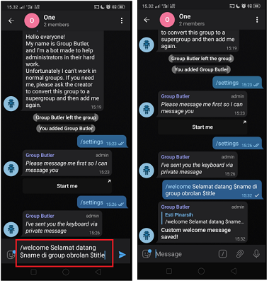 Cara Membuat Pesan Selamat Datang di Group Telegram