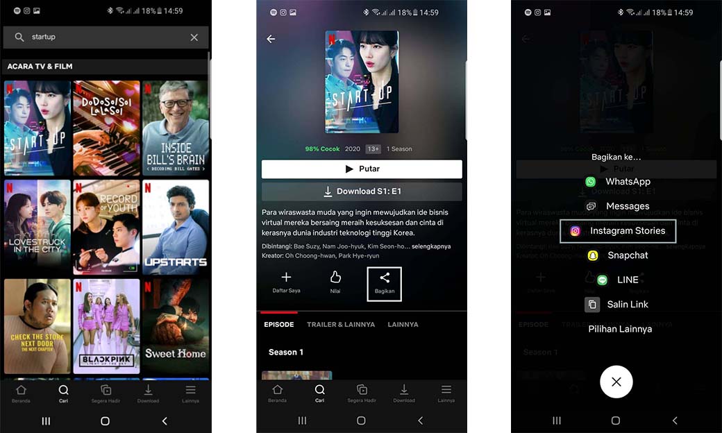 Cara Share Judul Film atau Serial Netflix di Instagram Stories