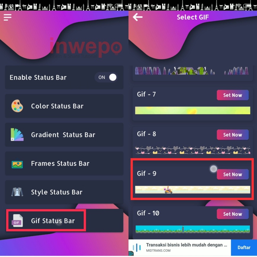 Cara Menambahkan Animasi Pada Status Bar Android