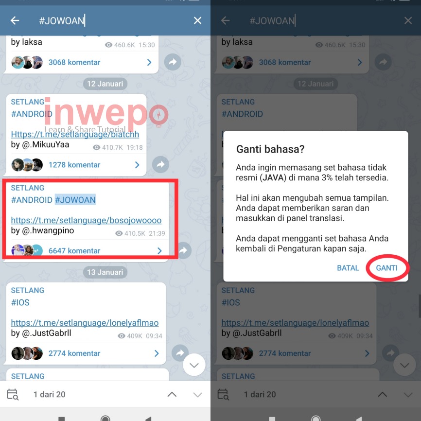 Cara Mengubah Setlang (Bahasa) di Telegram 