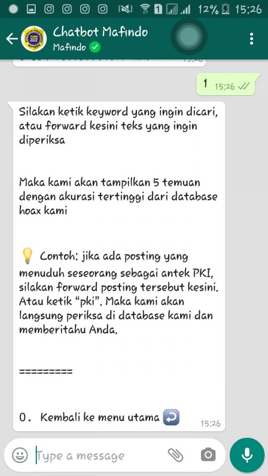 Cara Mengecek Postingan Hoaks Melalui WhatsApp