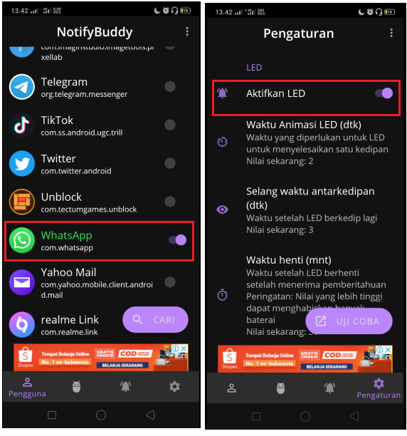 Cara Mengaktifkan LED Notifikasi WhatsApp di Android