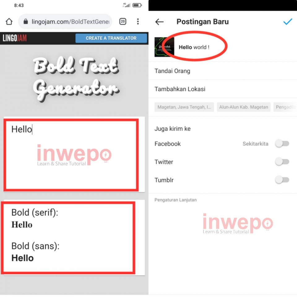 Cara Membuat Bold Caption di Instagram
