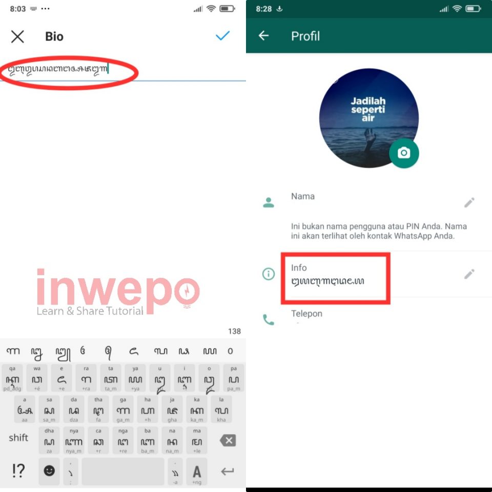 Cara Tambahkan Aksara Jawa di Bio WhatsApp dan Instagram