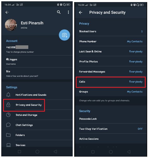 Cara Menolak Telepon Tanpa Memblokir Kontak di Telegram