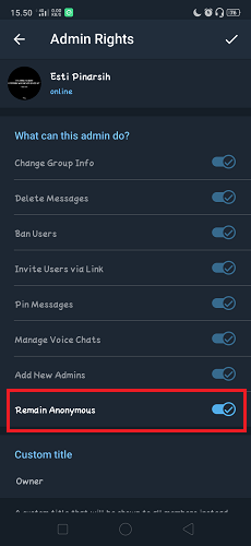 Cara Membuat Admin Group Telegram Menjadi Anonim
