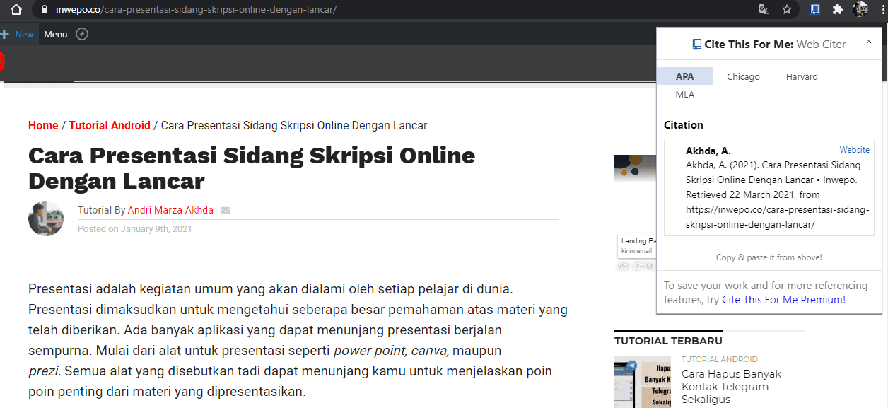Cara Membuat Daftar Pustaka Secara Otomatis Untuk Skripsi