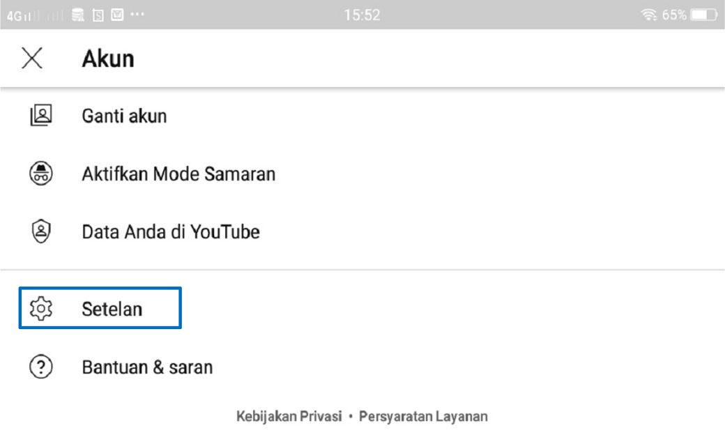 masuk ke menu setelan 