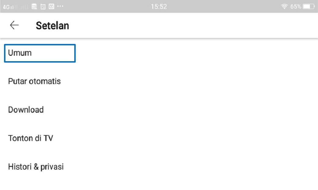 menuju menu umum pada firur youtube