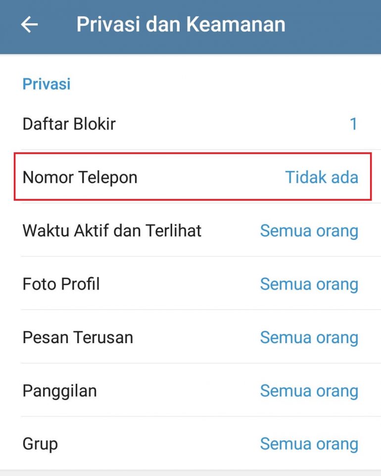 Cara Menyembunyikan No HP di Telegram