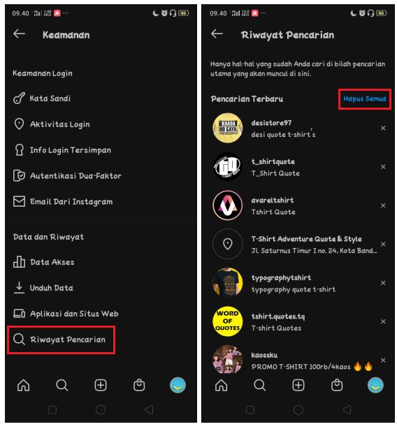 Cara Hapus Riwayat Pencarian Instagram di HP Android