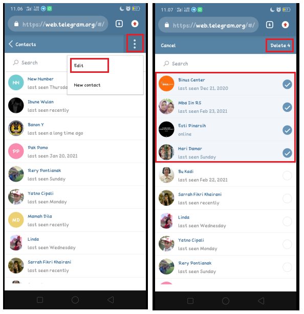 Cara Hapus Banyak Kontak Telegram Sekaligus