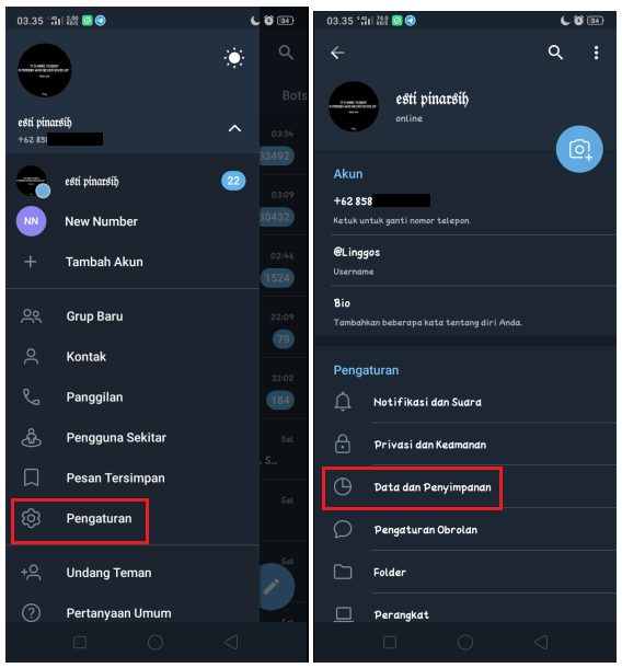 Cara Hapus Otomatis File Media di Telegram