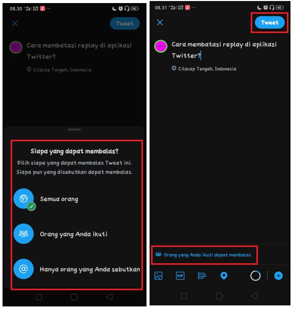 Cara Membatasi Reply di aplikasi Twitter