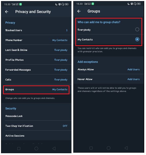 Cara Menolak Undangan Group di Telegram