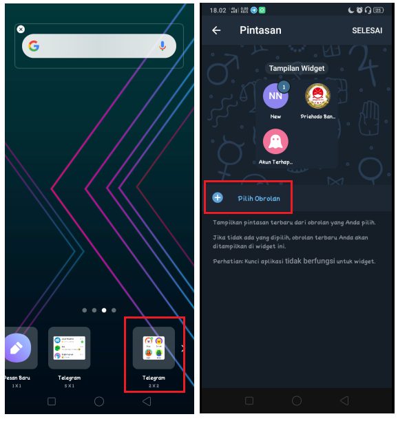 Cara Menampilkan Widget Aplikasi Telegram di Android