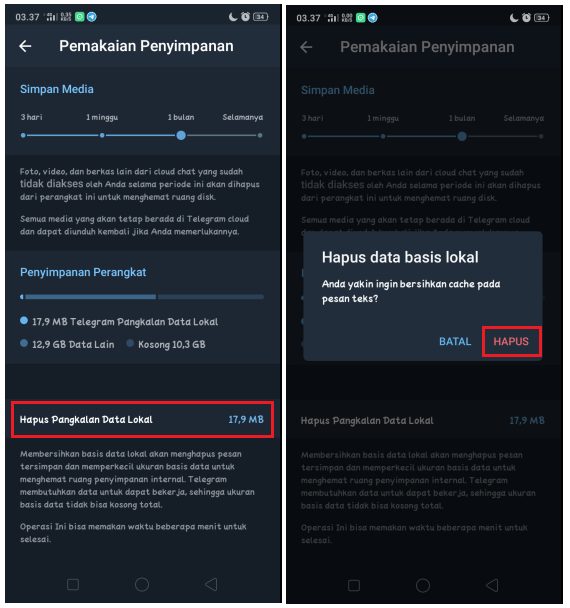 Cara Hapus Otomatis File Media di Telegram