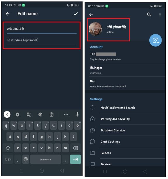 Cara Menampilkan Font Unik pada Nama Profil Telegram