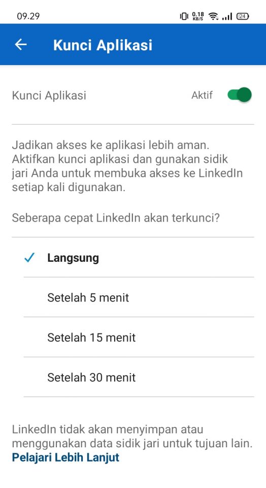 Cara Mengaktifkan Fitur Kunci Aplikasi di Linkedin Mobile