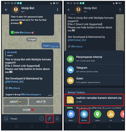 Cara Mengekstrak File Zip Menggunakan Bot Telegram