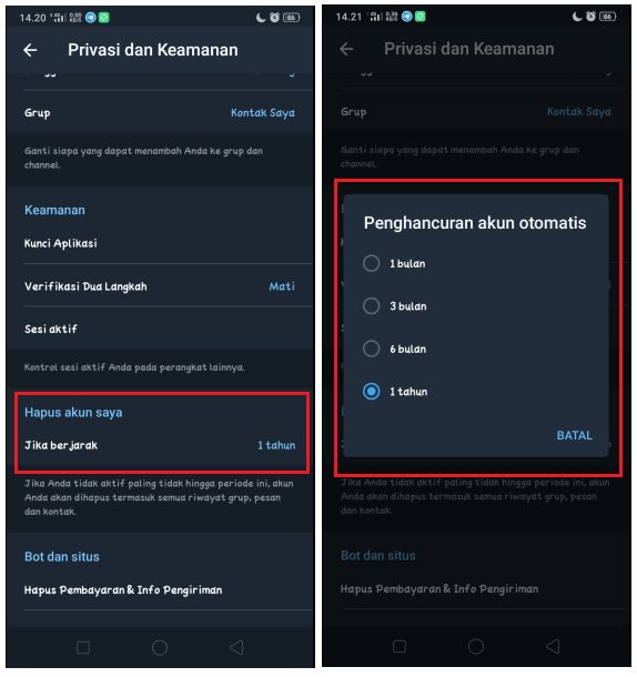 Cara Mudah Hapus Otomatis Akun Telegram