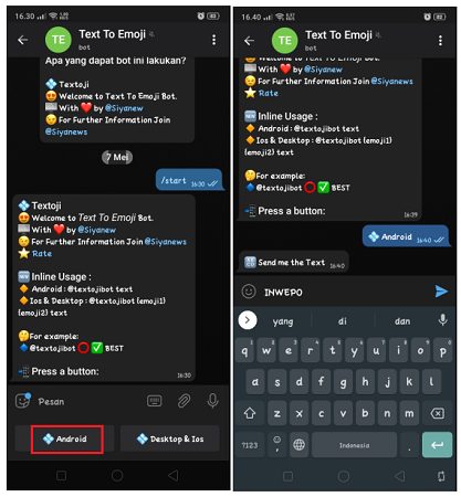 Cara Membuat Emoji Teks dengan Bot di Telegram