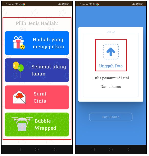 Cara Membuat Hadiah Online di HP Android