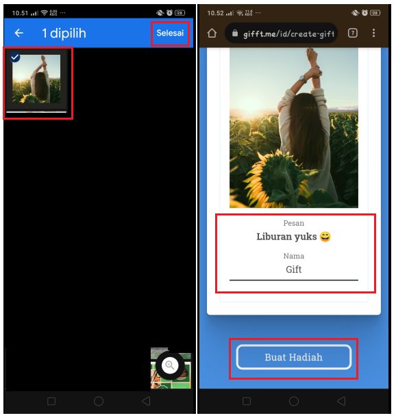 Cara Membuat Hadiah Online di HP Android