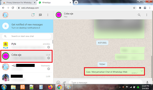 Cara Menyamarkan Chat di WhatsApp Web