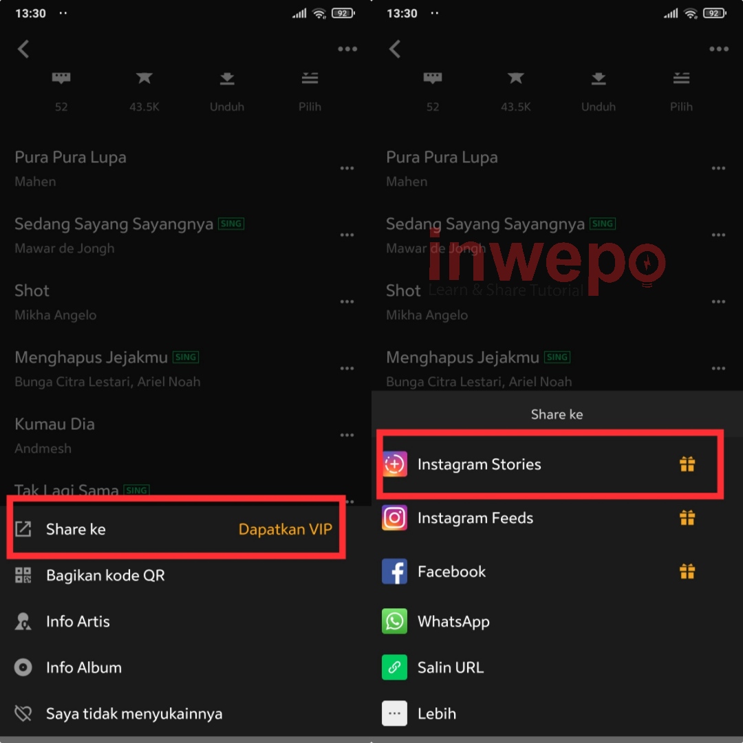 Cara Buat Story Musik Instagram dengan Joox