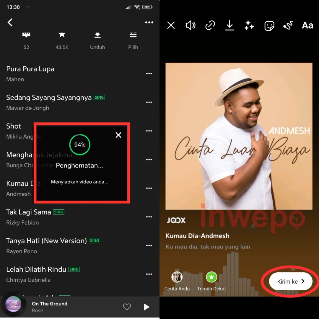 Cara Buat Story Musik Instagram dengan Joox