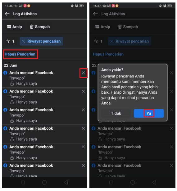 Cara Hapus Semua Riwayat Pencarian di Facebook